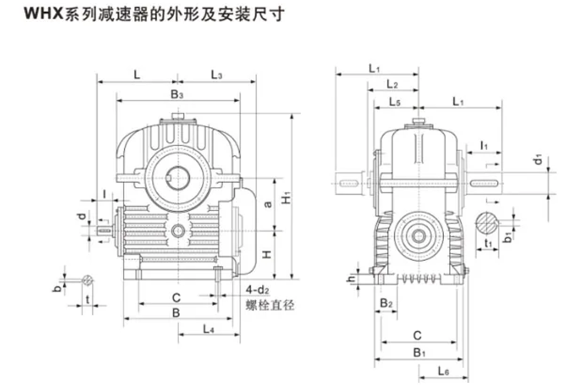 WHX蝸輪蝸桿減速機結(jié)構(gòu)圖 WHX蝸輪蝸桿減速機結(jié)構(gòu)圖